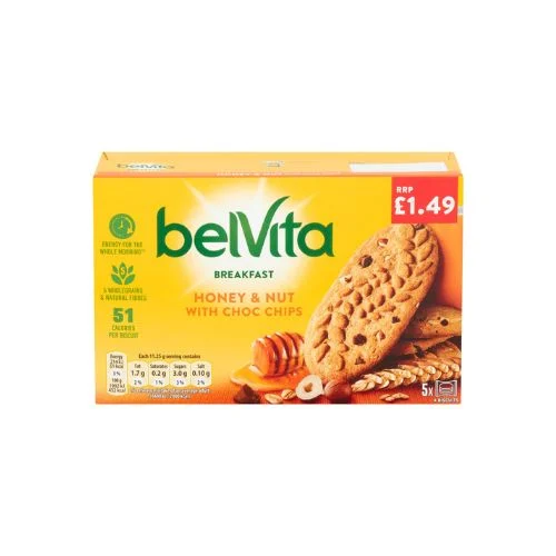 Belvita Breakfast Honey And Nut Biscuit With Choc Chips 225g