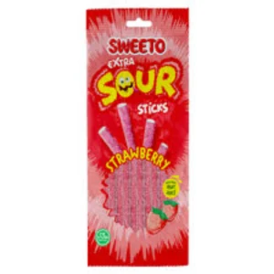 Sweeto Strawberry Extra Sour Sticks 75g