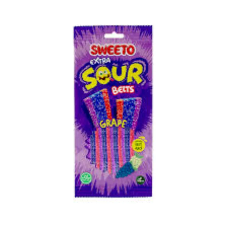 Sweeto Grape Extra Sour Belts 75g