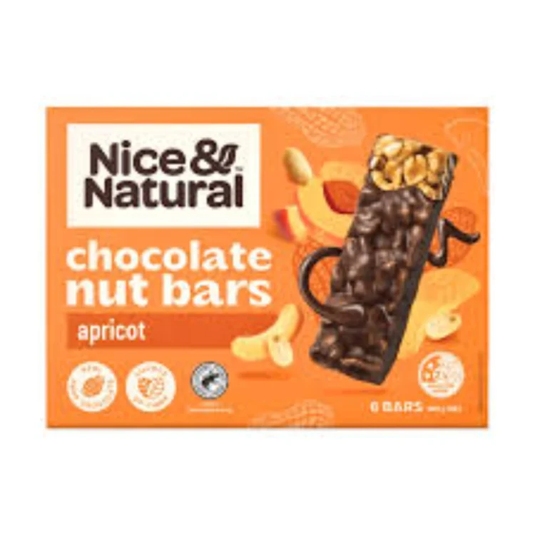 Nice & Natural Apricot Choc Nut Bars  6 Bars