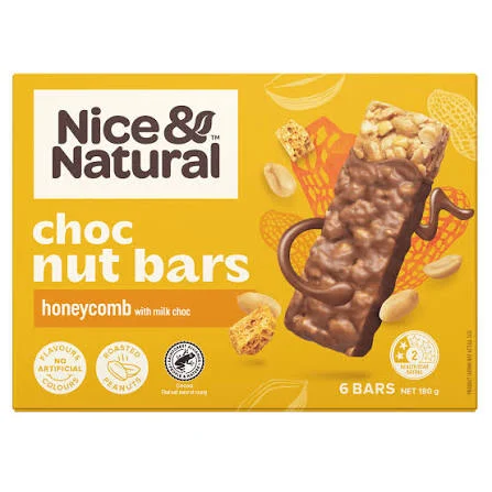 Nice And Natural Choc Nut bars Honeycomb 6s