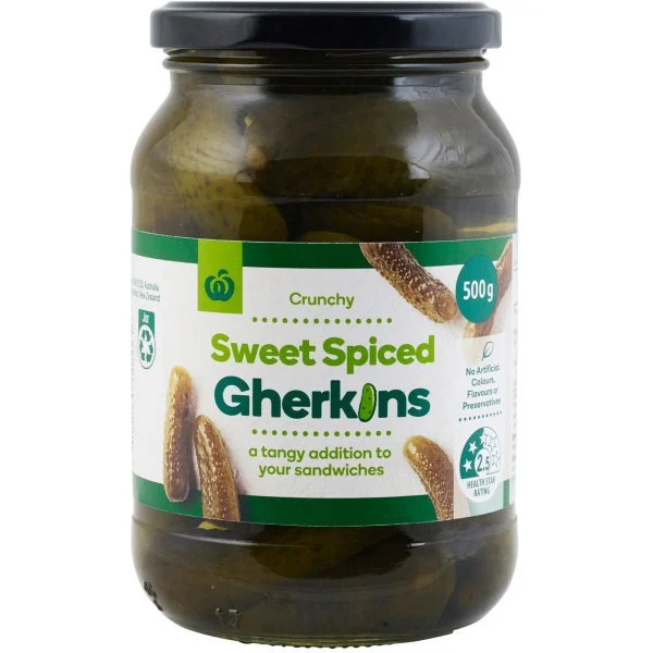Woolworths Sweet Spiced Gherkins 500g