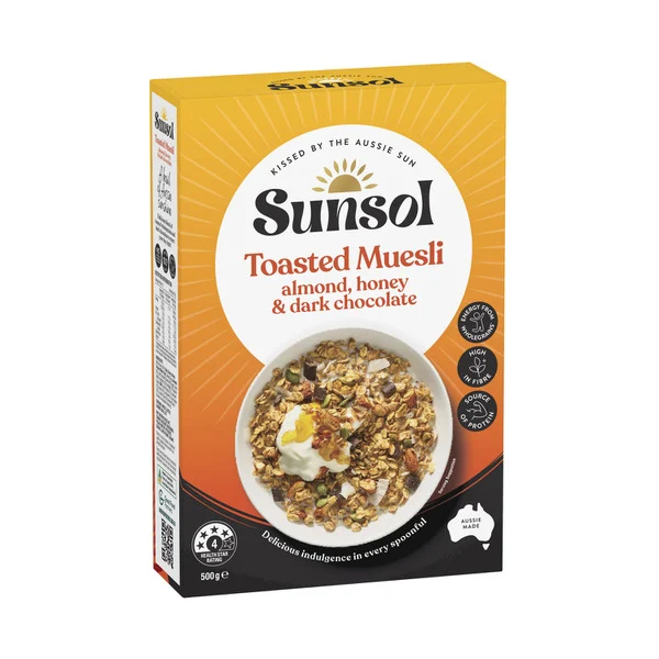 Sunsol Toasted Muesli With Almond,Honey And Dark Chocolate